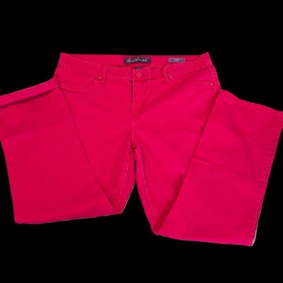 Gloria Vanderbilt Sadie size 14P slim dark pink cropped jeans cuffed or not EUC - Picture 2 of 13